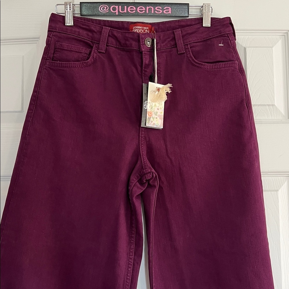 Johnny Was Purple Mademoiselle Wide Leg Jean Size 28 - Picture 8 of 15